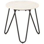 vidaXL Table basse Blanc 40x40x40 cm Pierre véritable texture marbre