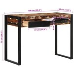 vidaXL Bureau multicolore 100x50x75 cm bois massif de récupération
