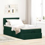 vidaXL Cadre de lit ottoman avec matelas vert foncé 90x200 cm velours