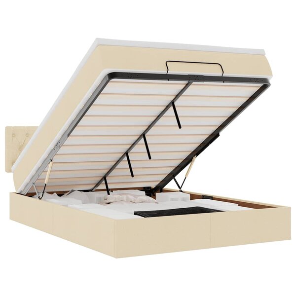 vidaXL Lit ottoman avec matelas et LED crème 140x190 cm tissu