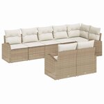vidaXL Ensemble de canapé de jardin 8 Pièces Beige  blanc Poly rotin