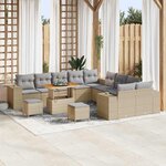vidaXL Ensemble de canapé de jardin 13 Pièces Beige polyrotin