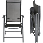 Tectake lot de 8 chaises de jardin pliantes en aluminium - noir/anthracite