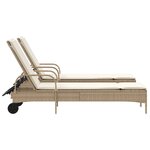 vidaXL Chaises longues avec coussins lot de 2 beige résine tressée