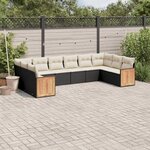 vidaXL Salon de jardin 10 Pièces avec coussins noir résine tressée