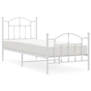 vidaXL Cadre de lit métal sans matelas avec pied de lit blanc 90x190cm