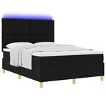 vidaXL Lit à ressort LED avec matelas Noir 140 x 190 cm tissu