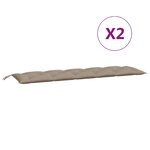 vidaXL Coussins de banc jardin lot de 2 taupe 180x50x7 cm tissu Oxford