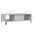 vidaXL Table basse Gris béton 103 5x60x35 cm Aggloméré