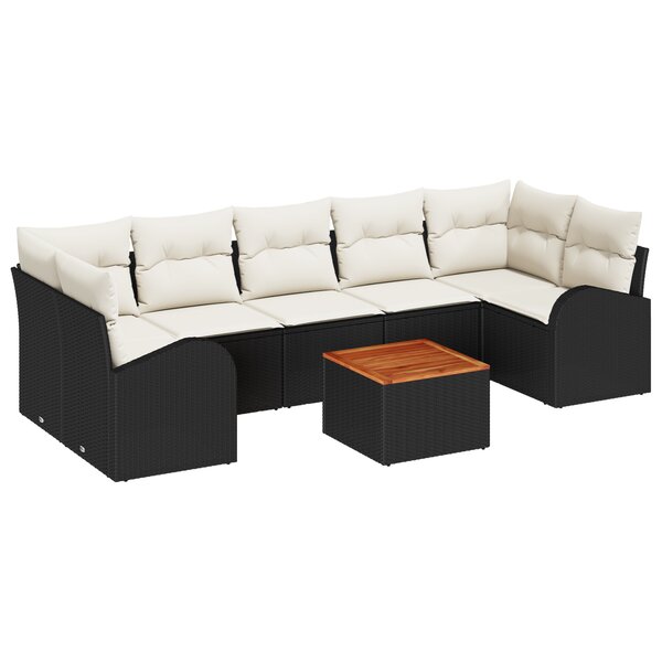 vidaXL Ensemble de Canapés de Jardin 8 Pièces Noir  blanc Moyenne
