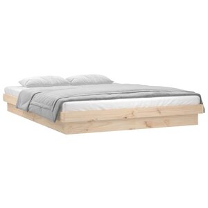 vidaXL Cadre de lit à LED sans matelas 160x200 cm bois massif