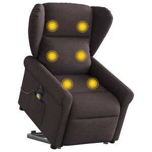 vidaXL Fauteuil inclinable de massage électrique Marron foncé Tissu