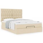 VidaXL Cadre de lit ottoman avec matelas crème 140x190 cm tissu