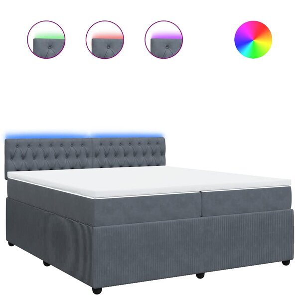 vidaXL Sommier à lattes de lit et matelas Gris foncé 200x200cm Velours