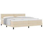 vidaXL Lit à ressorts avec tête de lit Crème 200 x 200 cm tissu