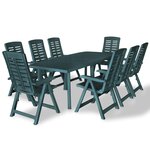 vidaXL Ensemble à manger d'extérieur 9 Pièces Plastique Vert