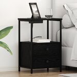 vidaXL Table de nuit avec station de chargement 2 Pièces Chêne noir