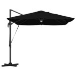 vidaXL Parasol Roma à Bras Déporté Noir et Noir 352 x 251 x 265 cm