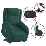 vidaXL Fauteuil inclinable de massage Vert foncé Tissu