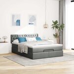 vidaXL Lit ottoman avec matelas et LED gris foncé 140x200 cm tissu