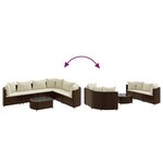 vidaXL Salon de jardin avec coussins 7 Pièces marron résine tressée