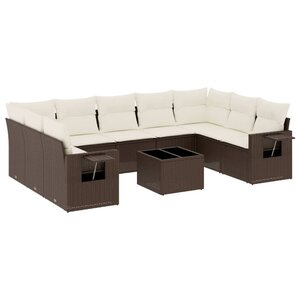 vidaXL Salon de jardin 10 Pièces avec coussins marron résine tressée
