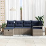 vidaXL Ensemble de Canapés avec coussin Gris et marine polyrotin