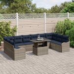vidaXL Ensemble de canapé de jardin 11 Pièces Gris Poly rotin