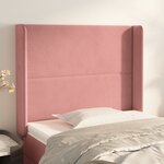 vidaXL Tête de lit avec oreilles Rose 93x16x118/128 cm Velours