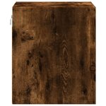 vidaXL Table de chevet murale avec lumières LED chêne fumé