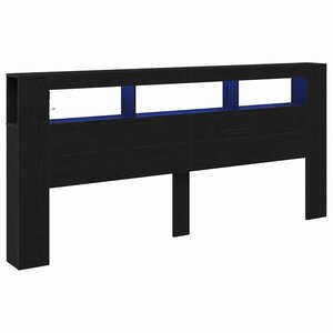 vidaXL Tête de lit LED avec étagère Chêne noir 220 x 18 5 x 103 5 cm