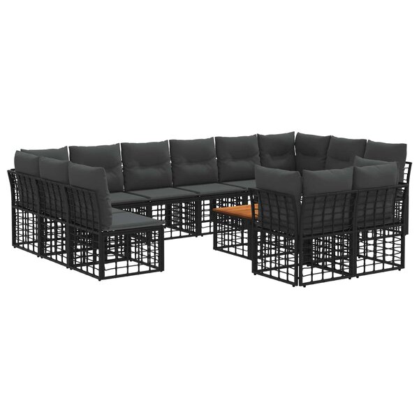 vidaXL Ensemble de canapés d'extérieur 13 Pièces Noir et Gris foncé