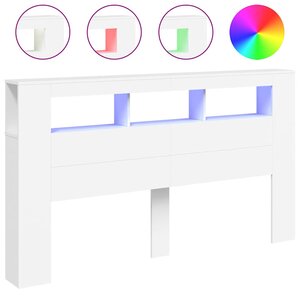 vidaXL Tête de lit à LED blanc 180x18 5x103 5 cm bois d'ingénierie