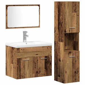 vidaXL Ensemble de mobilier de salle de bain avec étagère 4 Pièces Marron