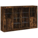 vidaXL Buffets avec lumières LED 3 Pièces chêne fumé bois d'ingénierie