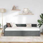 vidaXL Cadre de lit d'angle avec tête de lit Gris foncé 90 x 190 cm