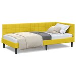 vidaXL Cadre de lit d'angle avec tête de lit Jaune 90 x 200 cm Velours