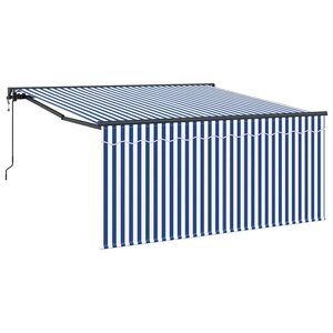 vidaXL Auvent Rétractable Bleu et blanc 300 x 250 cm tissu