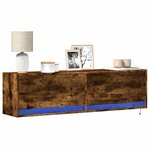 vidaXL Meuble TV mural avec lumières LED chêne fumé 140x31x38 cm