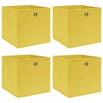 vidaXL Boîtes de rangement 4 Pièces Jaune 32x32x32 cm Tissu