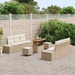 vidaXL Ensemble de canapé de jardin 9 Pièces Beige Poly rotin
