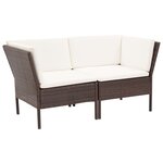 vidaXL Salon de jardin 8 Pièces avec coussins résine tressée marron