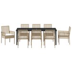 vidaXL Ensemble de salle à manger de jardin 9 pièces avec coussins Beige Poly Rattan