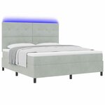 vidaXL Lit à ressort LED avec matelas Gris clair 180 x 200 cm tissu