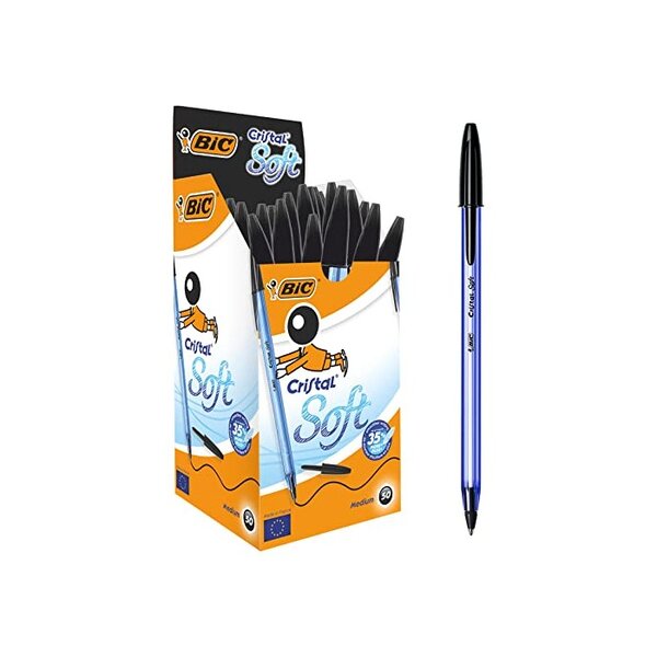 Stylo bille CRISTAL SOFT pointe moyenne 1 2 mm encre Noire x 50 BIC