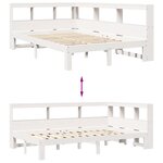 vidaXL Lit bibliothèque sans matelas blanc 135x190 cm bois pin massif