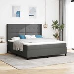 vidaXL Lit à ressorts avec matelas Gris foncé 180 x 200 cm tissu