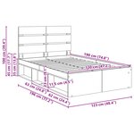 vidaXL Cadre de lit Chêne fumé 120 x 190 cm Bois de pin massif