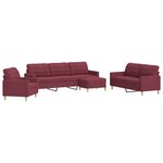 vidaXL Ensemble de canapés 4 Pièces avec repose-pied rouge bordeaux tissu