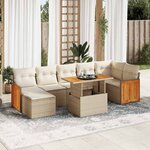 vidaXL Salon de jardin avec coussins 8 Pièces beige résine tressée acacia